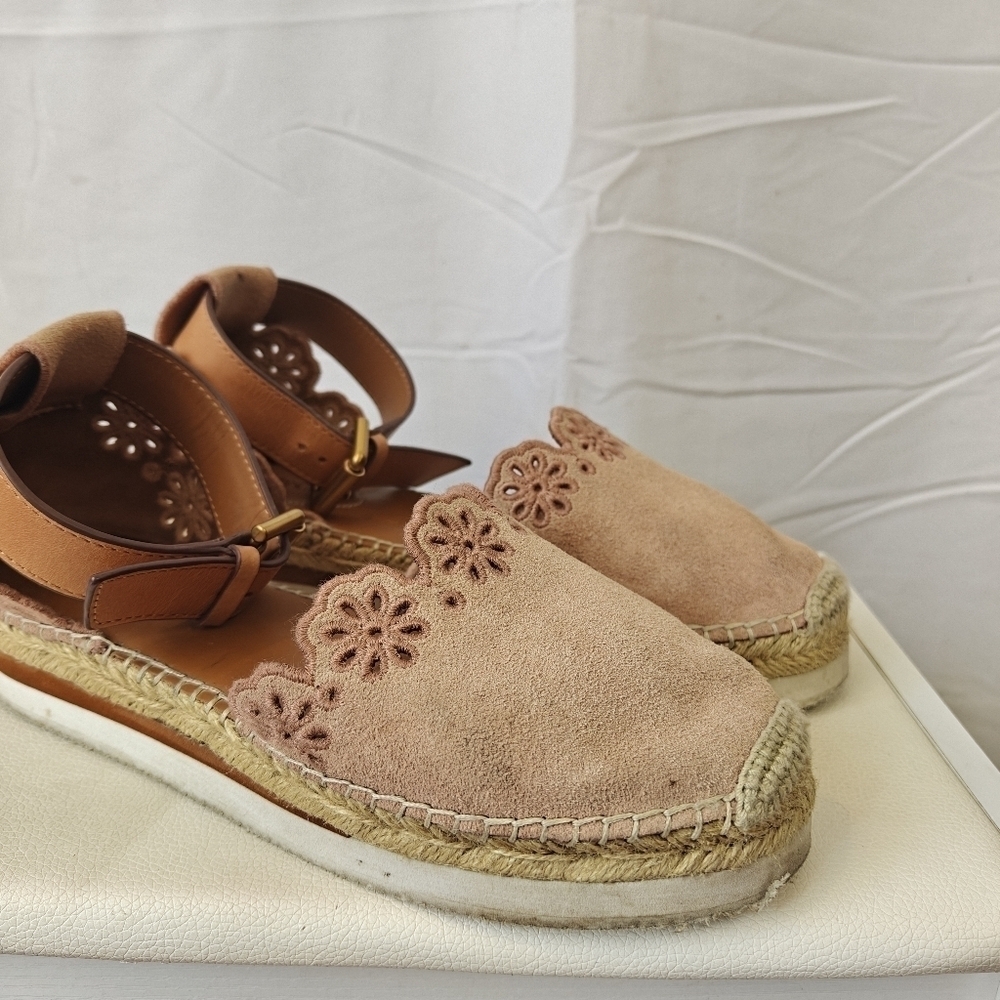 See by Chloe Scalloped Espadrilles In Blush Pink Size EU 37 US 7 Women's - Picture 4 of 16